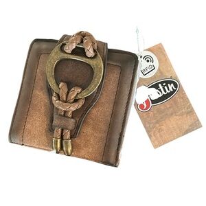 Justin women's burnished with anti brass studs wallet NEW